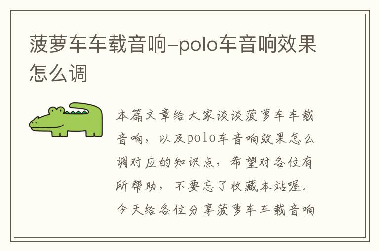 菠萝车车载音响-polo车音响效果怎么调