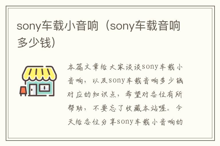 sony车载小音响（sony车载音响多少钱）