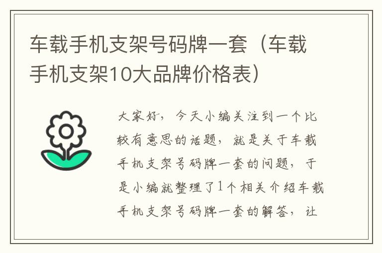 车载手机支架号码牌一套（车载手机支架10大品牌价格表）