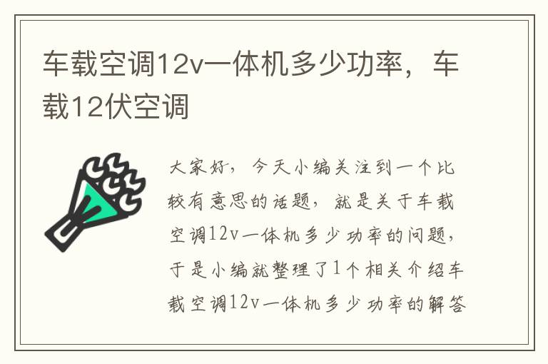 车载空调12v一体机多少功率，车载12伏空调