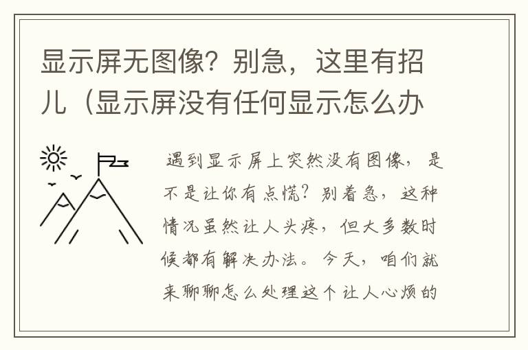 显示屏无图像？别急，这里有招儿（显示屏没有任何显示怎么办）