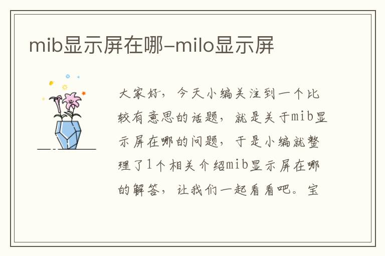 mib显示屏在哪-milo显示屏