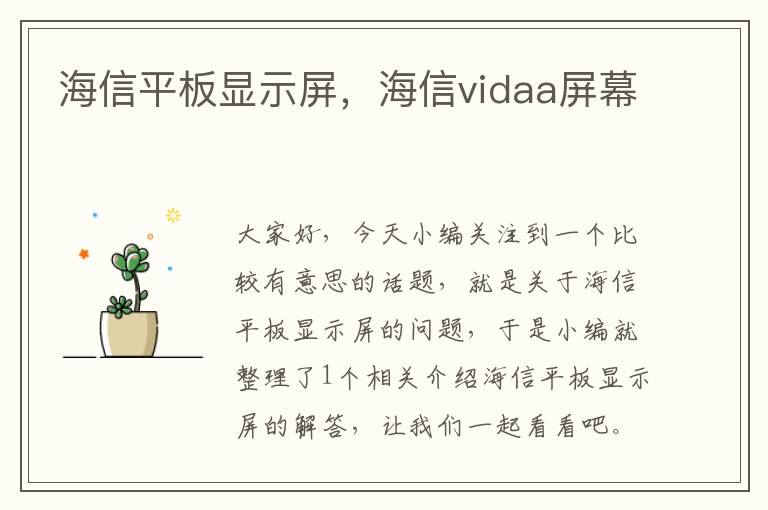 海信平板显示屏，海信vidaa屏幕