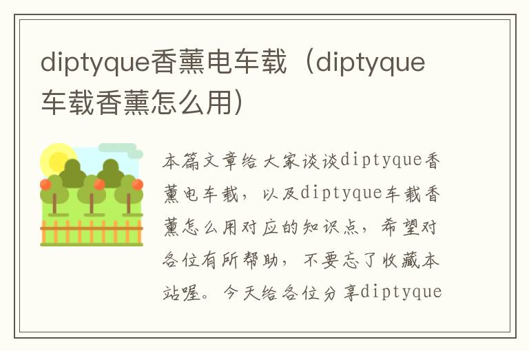 diptyque香薰电车载（diptyque车载香薰怎么用）