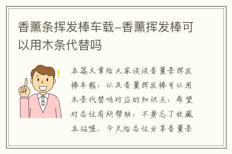 香薰条挥发棒车载-香薰挥发棒可以用木条代替吗