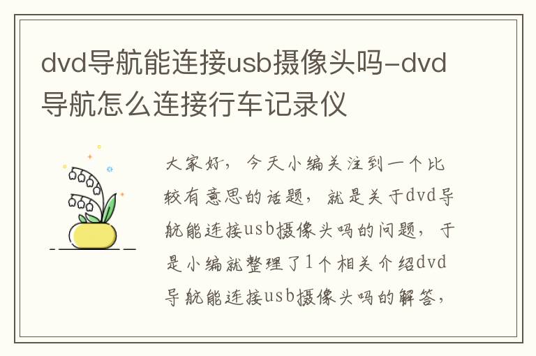 dvd导航能连接usb摄像头吗-dvd导航怎么连接行车记录仪