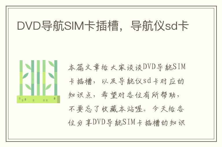 DVD导航SIM卡插槽，导航仪sd卡