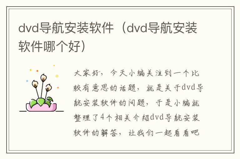 dvd导航安装软件（dvd导航安装软件哪个好）