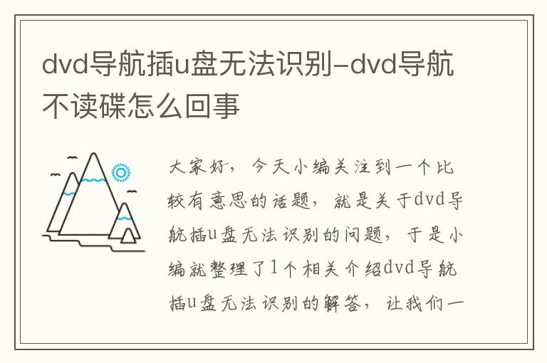 dvd导航插u盘无法识别-dvd导航不读碟怎么回事