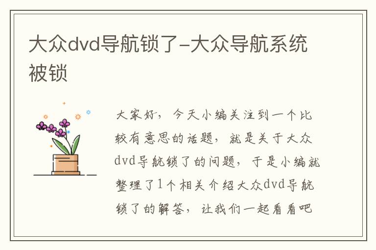 大众dvd导航锁了-大众导航系统被锁