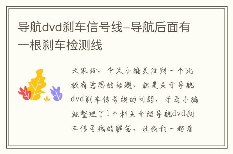 导航dvd刹车信号线-导航后面有一根刹车检测线