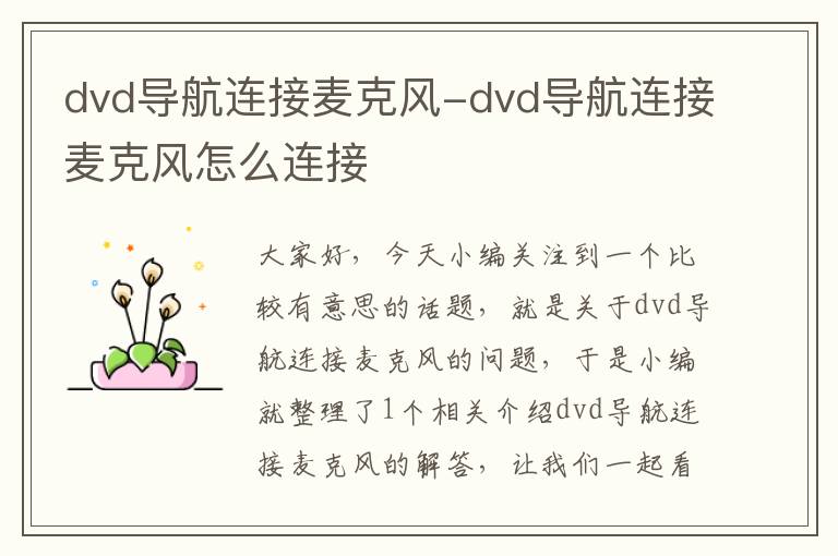 dvd导航连接麦克风-dvd导航连接麦克风怎么连接