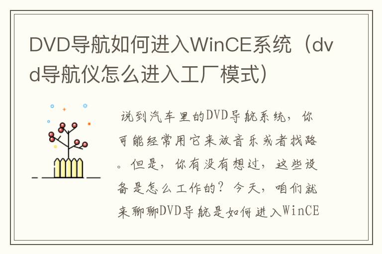 DVD导航如何进入WinCE系统（dvd导航仪怎么进入工厂模式）