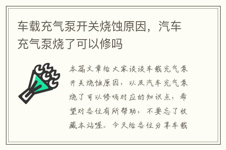 车载充气泵开关烧蚀原因，汽车充气泵烧了可以修吗