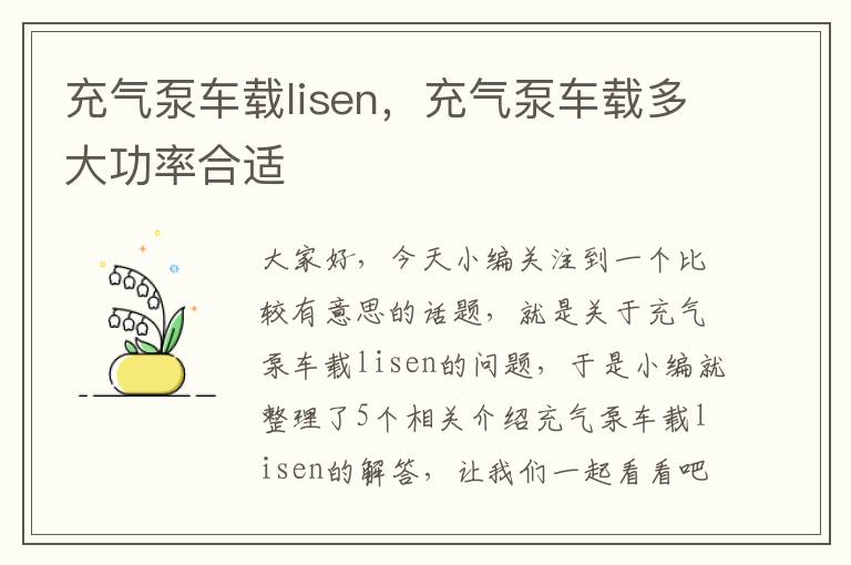 充气泵车载lisen，充气泵车载多大功率合适