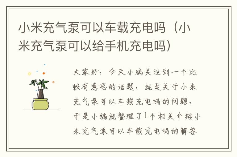 小米充气泵可以车载充电吗（小米充气泵可以给手机充电吗）