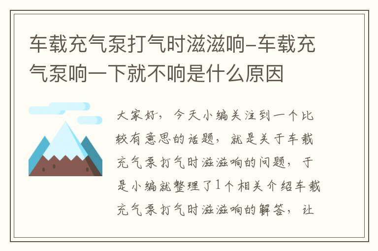 车载充气泵打气时滋滋响-车载充气泵响一下就不响是什么原因