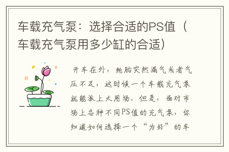 车载充气泵：选择合适的PS值（车载充气泵用多少缸的合适）