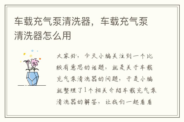 车载充气泵清洗器，车载充气泵清洗器怎么用