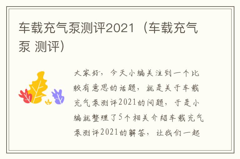 车载充气泵测评2021（车载充气泵 测评）