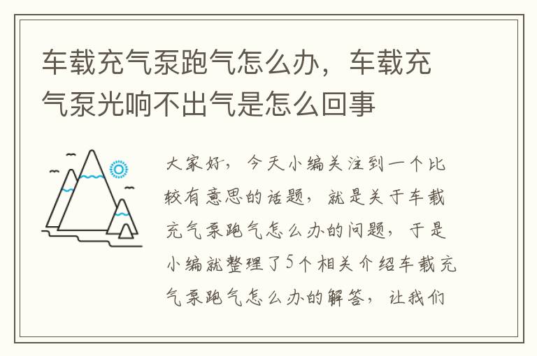 车载充气泵跑气怎么办，车载充气泵光响不出气是怎么回事