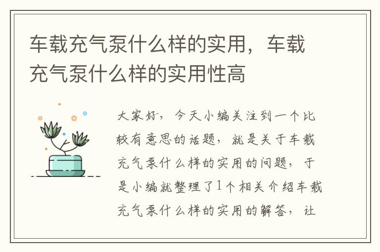 车载充气泵什么样的实用，车载充气泵什么样的实用性高