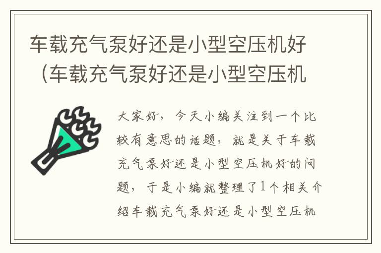 车载充气泵好还是小型空压机好（车载充气泵好还是小型空压机好呢）