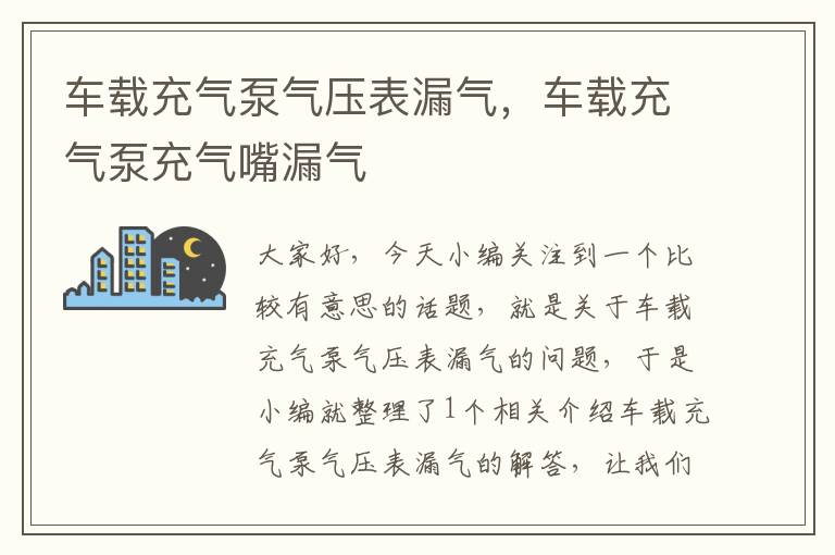 车载充气泵气压表漏气，车载充气泵充气嘴漏气