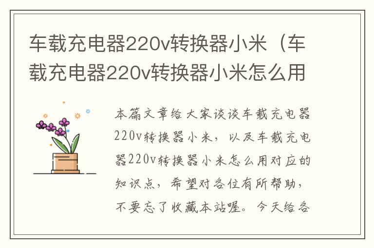 车载充电器220v转换器小米（车载充电器220v转换器小米怎么用）