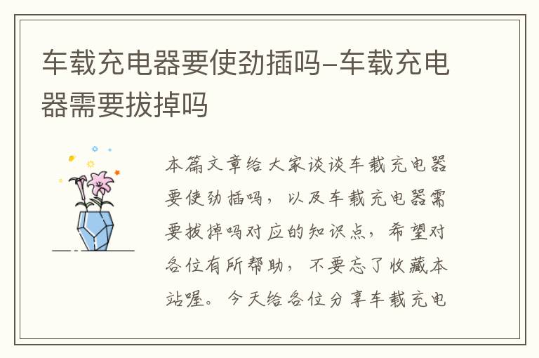 车载充电器要使劲插吗-车载充电器需要拔掉吗