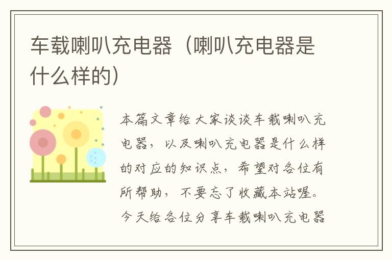 车载喇叭充电器（喇叭充电器是什么样的）