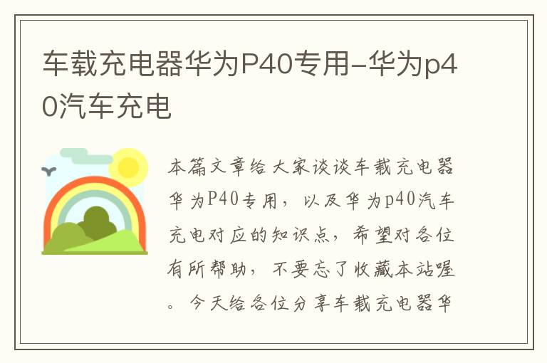 车载充电器华为P40专用-华为p40汽车充电