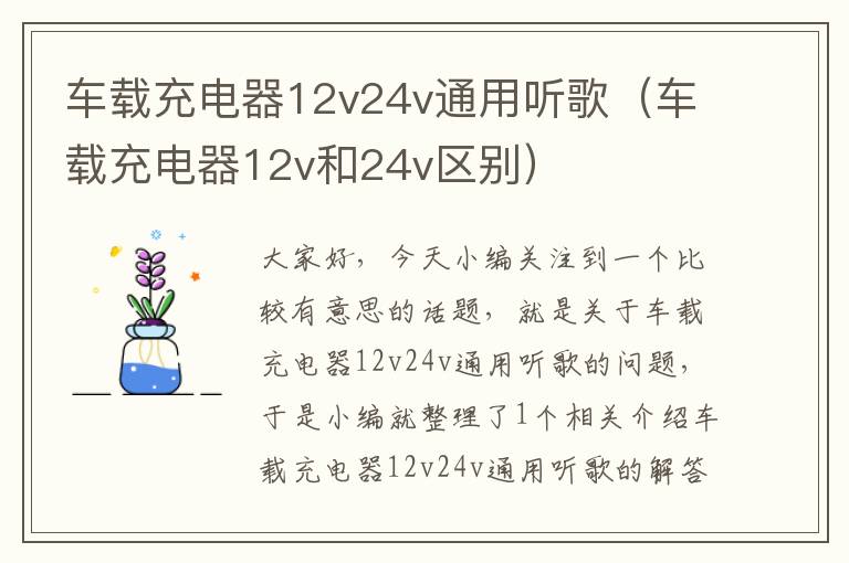 车载充电器12v24v通用听歌（车载充电器12v和24v区别）