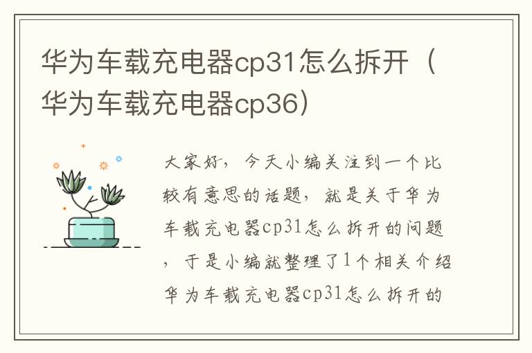 华为车载充电器cp31怎么拆开（华为车载充电器cp36）