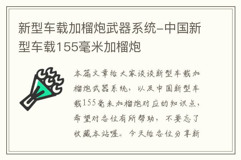 新型车载加榴炮武器系统-中国新型车载155毫米加榴炮