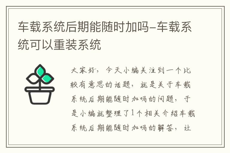 车载系统后期能随时加吗-车载系统可以重装系统