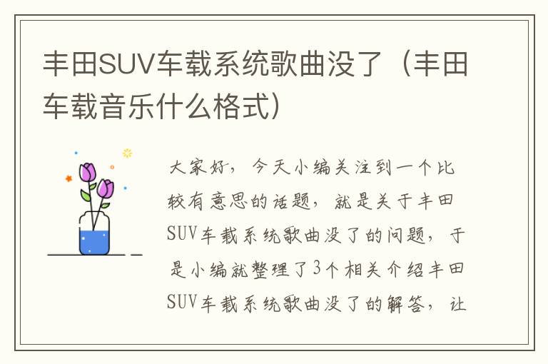 丰田SUV车载系统歌曲没了（丰田车载音乐什么格式）