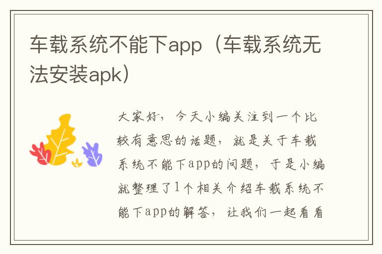 车载系统不能下app（车载系统无法安装apk）