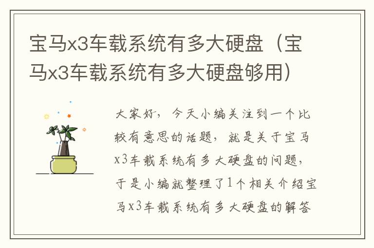 宝马x3车载系统有多大硬盘（宝马x3车载系统有多大硬盘够用）