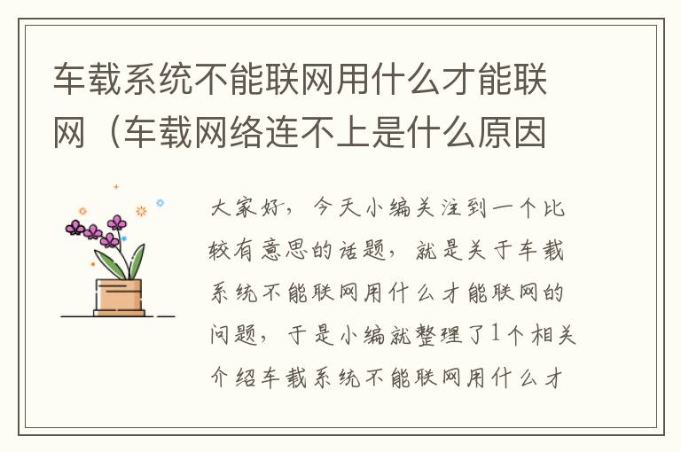 车载系统不能联网用什么才能联网（车载网络连不上是什么原因?）