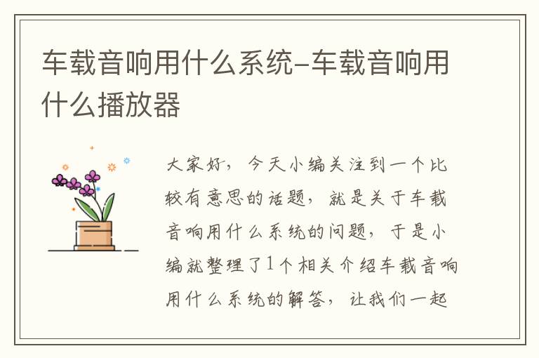 车载音响用什么系统-车载音响用什么播放器