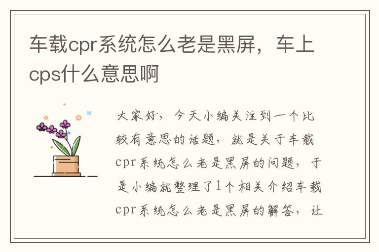 车载cpr系统怎么老是黑屏，车上cps什么意思啊