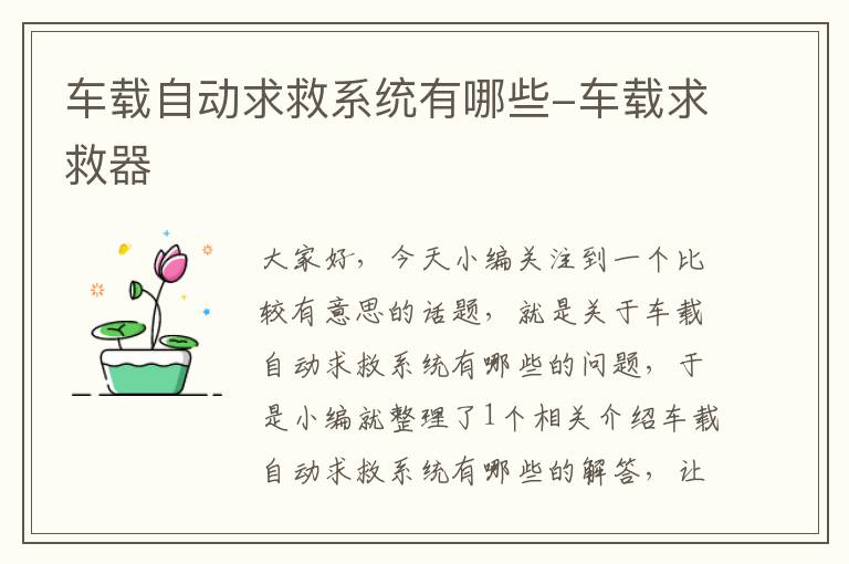 车载自动求救系统有哪些-车载求救器