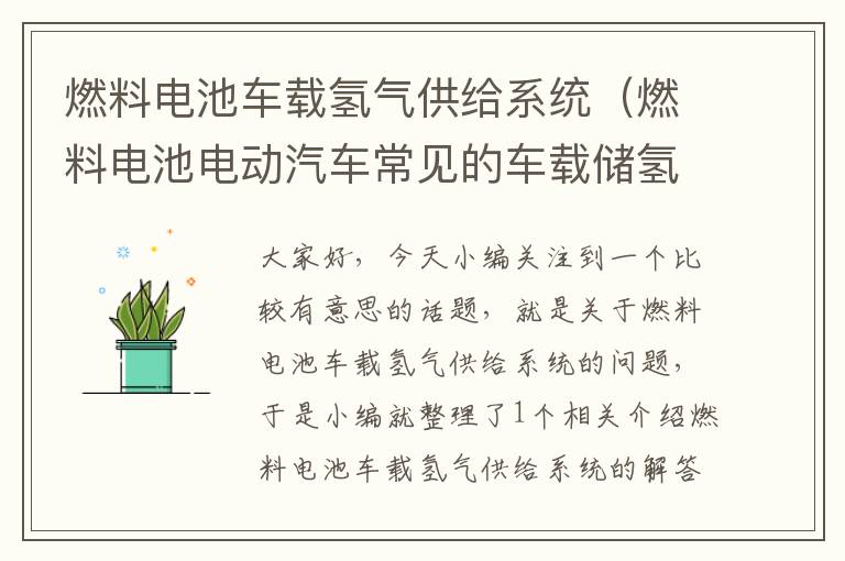 燃料电池车载氢气供给系统（燃料电池电动汽车常见的车载储氢系统有）