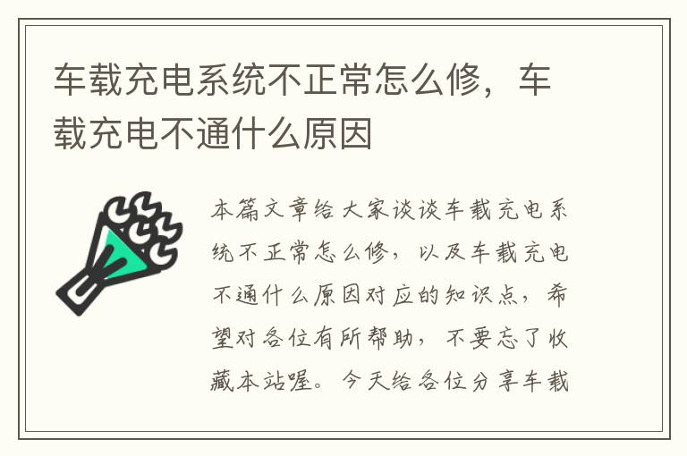 车载充电系统不正常怎么修，车载充电不通什么原因