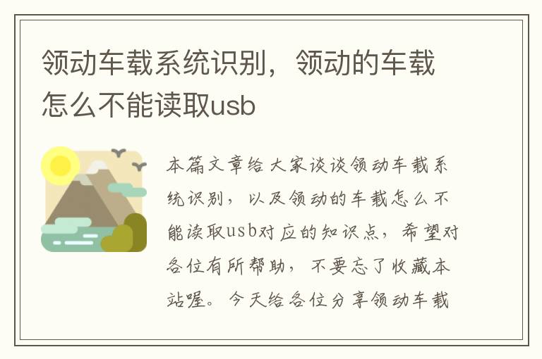 领动车载系统识别，领动的车载怎么不能读取usb