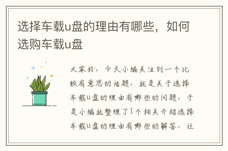 选择车载u盘的理由有哪些，如何选购车载u盘