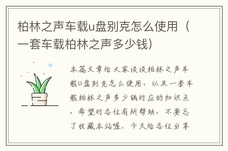 柏林之声车载u盘别克怎么使用（一套车载柏林之声多少钱）