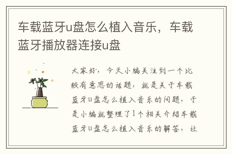 车载蓝牙u盘怎么植入音乐，车载蓝牙播放器连接u盘