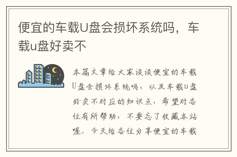 便宜的车载U盘会损坏系统吗，车载u盘好卖不